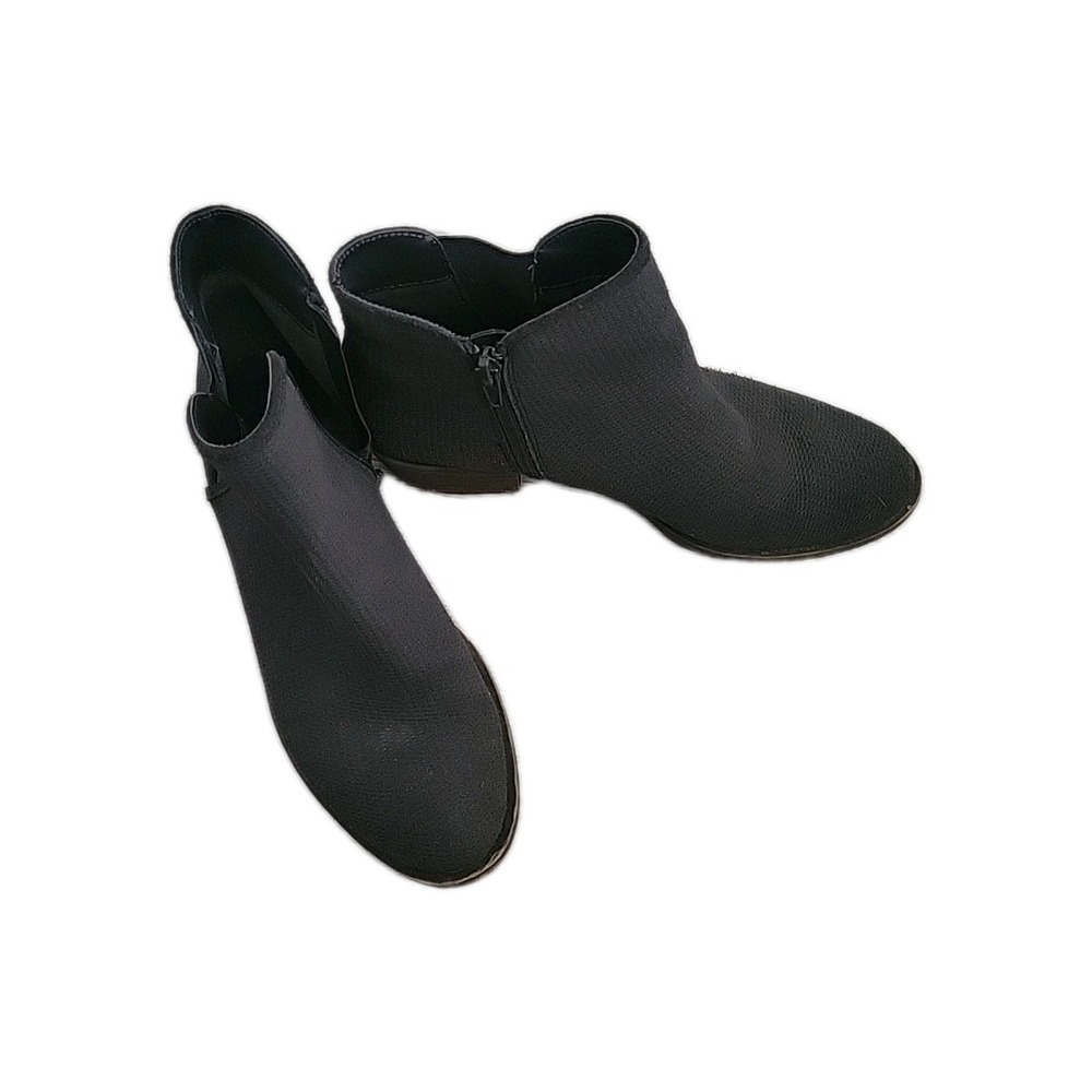 KENSIE Gerona Perferated‎ suede Ankle Boots Black Knit Elastic Pull On Booties